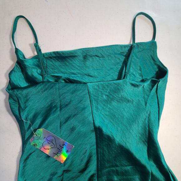 Justify Forest Green Cowl Neck Midi Satin Dress Spaghetti Strap Size M NEW 2719 - Picture 11 of 13